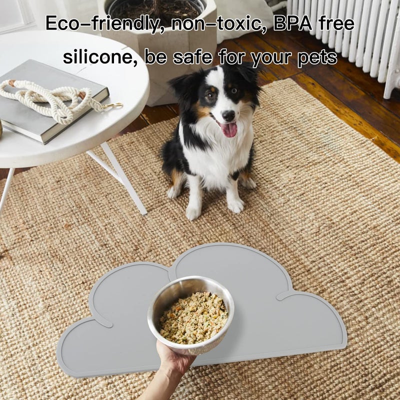 DesignSter Pet Food Matsâ€“Dog Cat Feeding Mat Top Grade Cloud Silicone Pad Anti-Slip Waterproof Anti-Slip Bowl Placemat (Gray) - Image 5